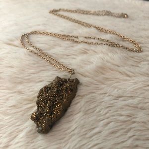 long chain faux crystal necklace